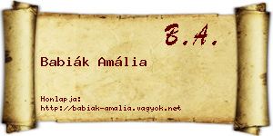 Babiák Amália névjegykártya
